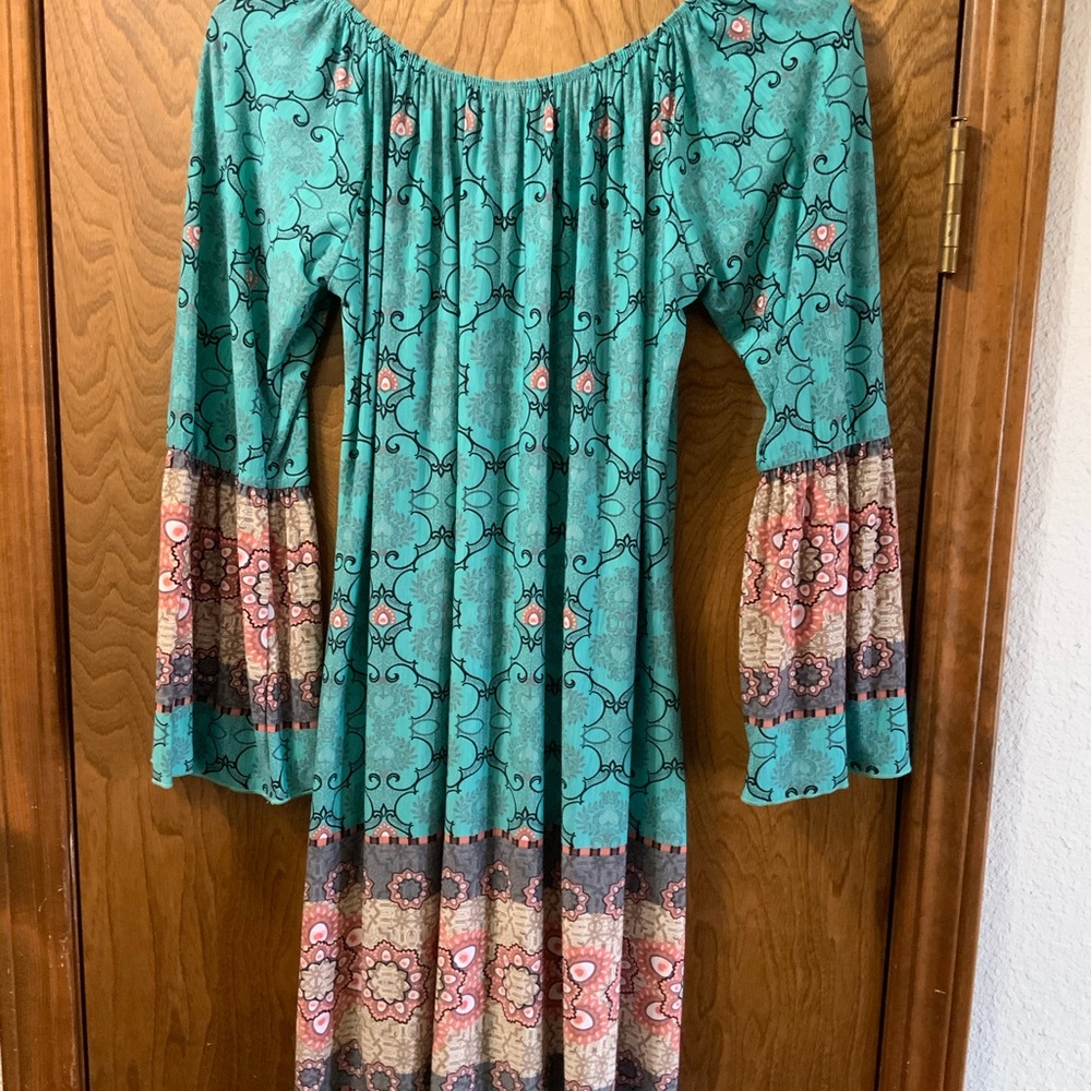 Turquoise Tunic with Bell Sleeves